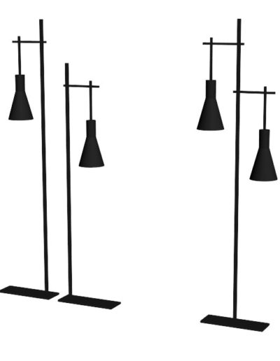 Lampadaire lampe cone noir et tube carre fin OCT 2015